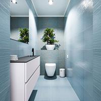 MONDIAZ ADA Toiletmeubel 120x30x50cm met 1 kraangaten 2 lades cale mat Wastafel Lex rechts Solid Surface Zwart FK75342316