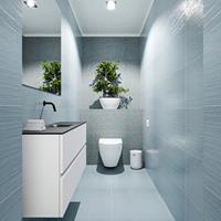 MONDIAZ ADA Toiletmeubel 100x30x50cm met 0 kraangaten 2 lades talc mat Wastafel Lex midden Solid Surface Zwart FK75342075