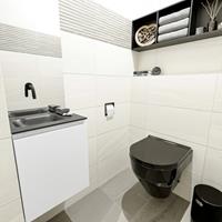 MONDIAZ OLAN Toiletmeubel 40x30x40cm met 0 kraangaten 1 lades talc mat Wastafel Lex links Solid Surface Zwart FK75342755