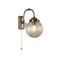 Searchlight Belvue - wandverlichting met trekschakelaar - 16 x 27 cm - IP44 - antiek messing