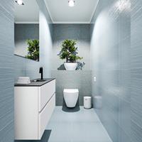 MONDIAZ ADA Toiletmeubel 100x30x50cm met 1 kraangaten 2 lades talc mat Wastafel Lex midden Solid Surface Zwart FK75342074