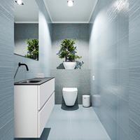 MONDIAZ ADA Toiletmeubel 100x30x50cm met 0 kraangaten 2 lades talc mat Wastafel Lex links Solid Surface Zwart FK75342077