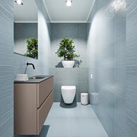 MONDIAZ ADA Toiletmeubel 100x30x50cm met 0 kraangaten 2 lades smoke mat Wastafel Lex midden Solid Surface Zwart FK75342162