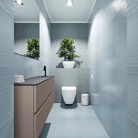 MONDIAZ ADA Toiletmeubel 120x30x50cm met 1 kraangaten 2 lades smoke mat Wastafel Lex rechts Solid Surface Zwart FK75342171