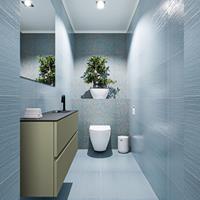 MONDIAZ ADA Toiletmeubel 100x30x50cm met 1 kraangaten 2 lades army mat Wastafel Lex rechts Solid Surface Zwart FK75342194