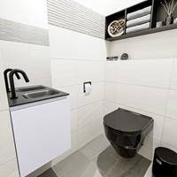 MONDIAZ OLAN Toiletmeubel 40x30x40cm met 1 kraangaten 1 lades cale mat Wastafel Lex rechts Solid Surface Zwart FK75342988