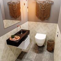 MONDIAZ ANDOR Toiletmeubel 80x30x30cm met 0 kraangaten 1 lades talc mat Wastafel Lex rechts Solid Surface Zwart FK75343944