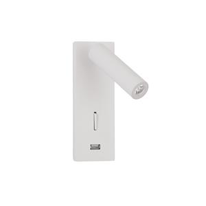 Nova Luce Fuse - wandverlichting met schakelaar en USB-lader - 6 x 12,3 x 18 cm - 3W LED incl. - wit