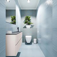 MONDIAZ ADA Toiletmeubel 100x30x50cm met 1 kraangaten 2 lades linen mat Wastafel Lex rechts Solid Surface Zwart FK75342281