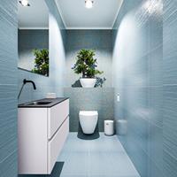 MONDIAZ ADA Toiletmeubel 100x30x50cm met 0 kraangaten 2 lades cale mat Wastafel Lex links Solid Surface Zwart FK75342309