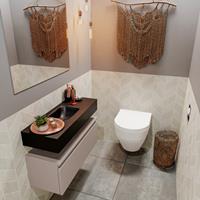 MONDIAZ ANDOR Toiletmeubel 80x30x30cm met 1 kraangaten 1 lades smoke mat Wastafel Lex midden Solid Surface Zwart FK75343547