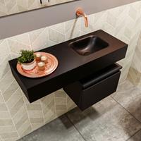 MONDIAZ ANDOR Toiletmeubel 80x30x30cm met 0 kraangaten 1 lades urban mat Wastafel Lex rechts Solid Surface Zwart FK75343956