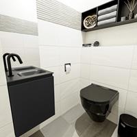 MONDIAZ OLAN Toiletmeubel 40x30x40cm met 1 kraangaten 1 lades urban mat Wastafel Lex rechts Solid Surface Zwart FK75342785