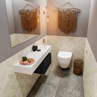 MONDIAZ ANDOR Toiletmeubel 120x30x30cm met 1 kraangaten 1 lades urban mat Wastafel Lex rechts Solid Surface Wit FK75343819