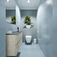 MONDIAZ ADA Toiletmeubel 100x30x50cm met 1 kraangaten 2 lades light brown grey mat Wastafel Lex rechts Solid Surface Zwart FK75342397