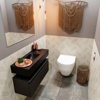 MONDIAZ ANDOR Toiletmeubel 80x30x30cm met 1 kraangaten 1 lades urban mat Wastafel Lex midden Solid Surface Zwart FK75343489