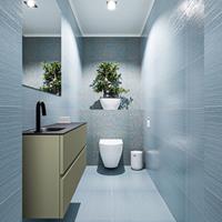 MONDIAZ ADA Toiletmeubel 100x30x50cm met 1 kraangaten 2 lades army mat Wastafel Lex links Solid Surface Zwart FK75342192