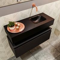 MONDIAZ ANDOR Toiletmeubel 80x30x30cm met 0 kraangaten 1 lades urban mat Wastafel Lex rechts Solid Surface Zwart FK75343494