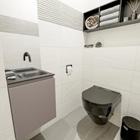 MONDIAZ OLAN Toiletmeubel 40x30x40cm met 0 kraangaten 1 lades smoke mat Wastafel Lex rechts Solid Surface Zwart FK75342844