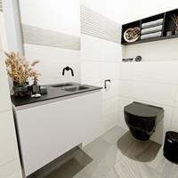 MONDIAZ OLAN Toiletmeubel 80x30x40cm met 0 kraangaten 1 lades linen mat Wastafel Lex rechts Solid Surface Zwart FK75342972