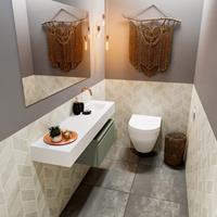 MONDIAZ ANDOR Toiletmeubel 120x30x30cm met 0 kraangaten 1 lades army mat Wastafel Lex rechts Solid Surface Wit FK75343856