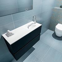 MONDIAZ ADA Toiletmeubel 80x30x50cm met 1 kraangaten 2 lades urban mat Wastafel Lex rechts Solid Surface Wit FK75341753