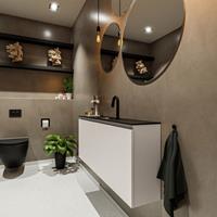 MONDIAZ TURE Toiletmeubel 120x23x50cm met 1 kraangaten 2 deuren linen mat Wastafel Eden midden Solid Surface Zwart FK75341587