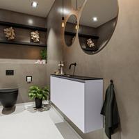 MONDIAZ TURE Toiletmeubel 120x23x50cm met 0 kraangaten 2 deuren cale mat Wastafel Eden midden Solid Surface Zwart FK75341617