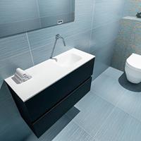 MONDIAZ ADA Toiletmeubel 80x30x50cm met 0 kraangaten 2 lades urban mat Wastafel Lex rechts Solid Surface Wit FK75341754