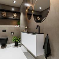 MONDIAZ TURE Toiletmeubel 120x23x50cm met 1 kraangaten 2 deuren talc mat Wastafel Eden rechts Solid Surface Zwart FK75341388