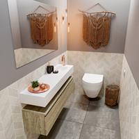 MONDIAZ ANDOR Toiletmeubel 120x30x30cm met 1 kraangaten 1 lades light brown grey mat Wastafel Lex rechts Solid Surface Wit FK75343447