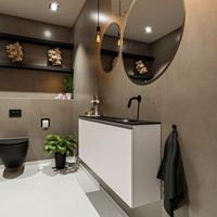 MONDIAZ TURE Toiletmeubel 120x23x50cm met 0 kraangaten 2 deuren linen mat Wastafel Eden rechts Solid Surface Zwart FK75341592