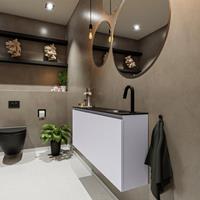 MONDIAZ TURE Toiletmeubel 120x23x50cm met 1 kraangaten 2 deuren cale mat Wastafel Eden rechts Solid Surface Zwart FK75341620