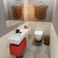 MONDIAZ ANDOR Toiletmeubel 120x30x30cm met 0 kraangaten 1 lades fire mat Wastafel Lex links Solid Surface Wit FK75343878