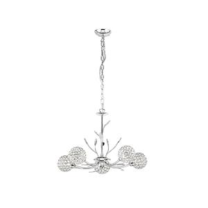 Bellis - 5 Licht Multi Arm Decke Anhänger Blumen Design Chrom, Glass Five, G9 - Searchlight