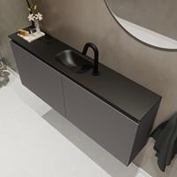 MONDIAZ TURE Toiletmeubel 120x23x50cm met 1 kraangaten 2 deuren dark grey mat Wastafel Eden midden Solid Surface Zwart FK75341442