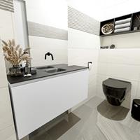 MONDIAZ OLAN Toiletmeubel 100x30x40cm met 0 kraangaten 1 lades talc mat Wastafel Lex midden Solid Surface Zwart FK75342771