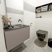 MONDIAZ OLAN Toiletmeubel 80x30x40cm met 0 kraangaten 1 lades smoke mat Wastafel Lex rechts Solid Surface Zwart FK75342856