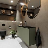 MONDIAZ TURE Toiletmeubel 120x23x50cm met 1 kraangaten 2 deuren army mat Wastafel Eden midden Solid Surface Zwart FK75341500