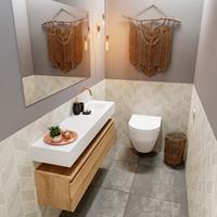 MONDIAZ ANDOR Toiletmeubel 120x30x30cm met 0 kraangaten 1 lades washed oak mat Wastafel Lex rechts Solid Surface Wit FK75343390