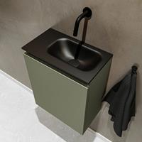 MONDIAZ TURE Toiletmeubel 40x23x50cm met 0 kraangaten 1 deuren army mat Wastafel Eden rechts Solid Surface Zwart FK75341481