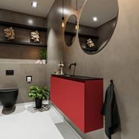 MONDIAZ TURE Toiletmeubel 120x23x50cm met 0 kraangaten 2 deuren fire mat Wastafel Eden midden Solid Surface Zwart FK75341559