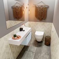 MONDIAZ ANDOR Toiletmeubel 120x30x30cm met 0 kraangaten 1 lades cale mat Wastafel Lex rechts Solid Surface Wit FK75343904