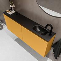 MONDIAZ TURE Toiletmeubel 120x23x50cm met 1 kraangaten 2 deuren ocher mat Wastafel Eden rechts Solid Surface Zwart FK75341533