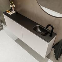 MONDIAZ TURE Toiletmeubel 120x23x50cm met 1 kraangaten 2 deuren linen mat Wastafel Eden rechts Solid Surface Zwart FK75341591