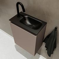 MONDIAZ TURE Toiletmeubel 40x23x50cm met 1 kraangaten 1 deuren smoke mat Wastafel Eden rechts Solid Surface Zwart FK75341451