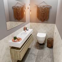 MONDIAZ ANDOR Toiletmeubel 120x30x30cm met 1 kraangaten 1 lades light brown grey mat Wastafel Lex midden Solid Surface Wit FK75343443