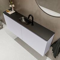 MONDIAZ TURE Toiletmeubel 120x23x50cm met 1 kraangaten 2 deuren cale mat Wastafel Eden midden Solid Surface Zwart FK75341616