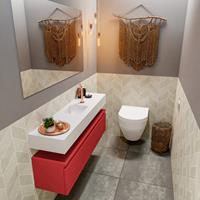 MONDIAZ ANDOR Toiletmeubel 120x30x30cm met 1 kraangaten 1 lades fire mat Wastafel Lex midden Solid Surface Wit FK75343298