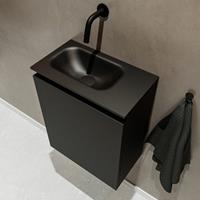 MONDIAZ TURE Toiletmeubel 40x23x50cm met 0 kraangaten 1 deuren urban mat Wastafel Eden links Solid Surface Zwart FK75341392